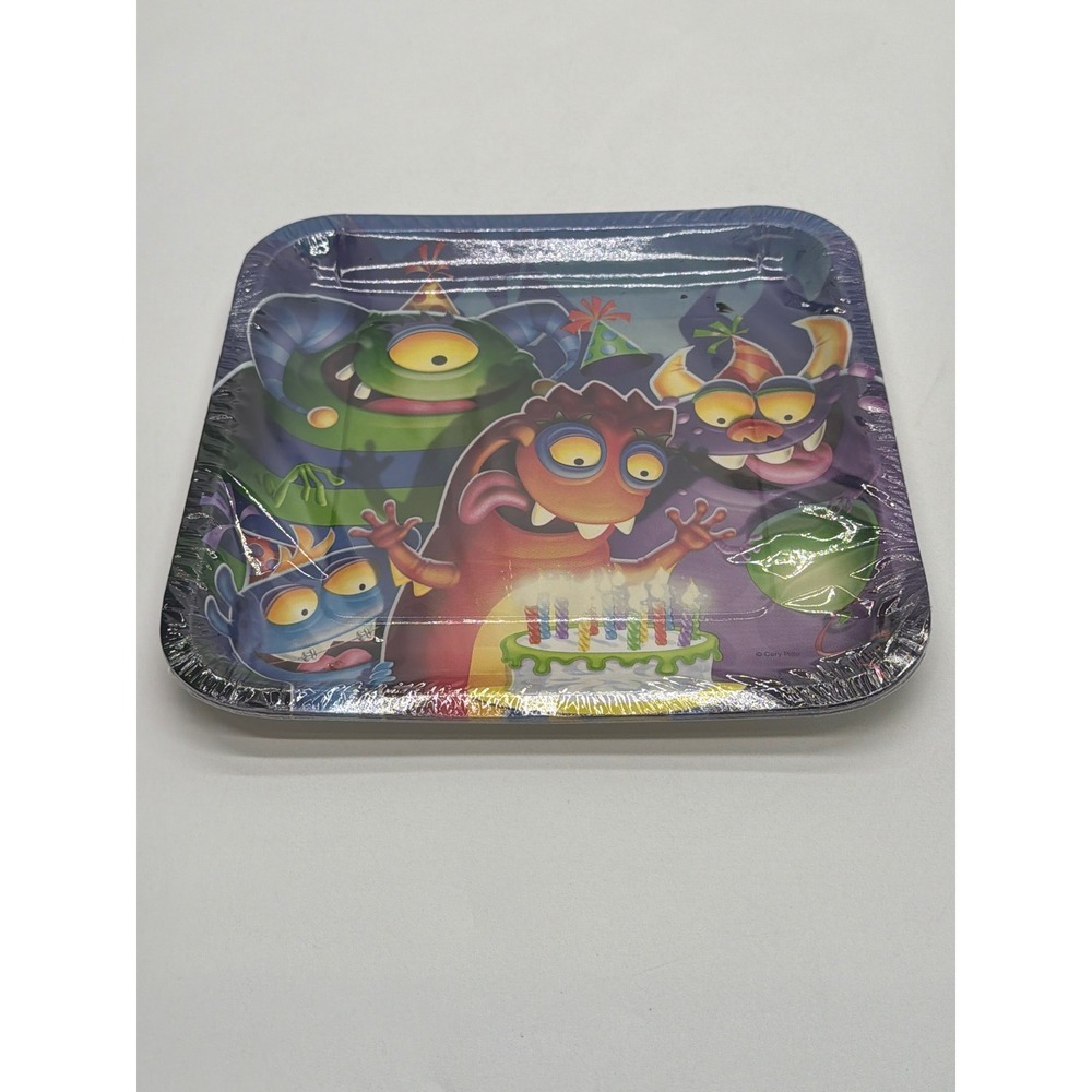 Paper Art Monster Mania 9.25 Inch Square Paper Party Plates‎ 8 Count 425102 NEW
